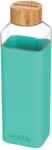 QUOKKA Viharvizes palack, Quokka, üveg/szilikon/bambusz, 7 x 5 x 24 cm, 700 ml, zöldeskék