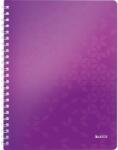 Leitz WOW irodai jegyzetfüzet, PP, A4, 80 lap, spirállal, matek, lila (LZ46380062)