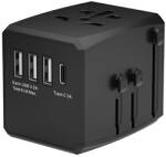 Techsuit Incarcator de retea Adaptor pentru Priza PD30W, 3 x USB, Type-C, EU, UK, AUS, US - Techsuit (HHT904) - Black (KF2331131) - vexio