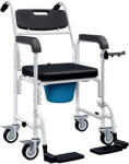 Homcom Kerekesszék WC-vel, Lehajtható Lábtartó és Karfa, 53x97x97 cm, Fekete
