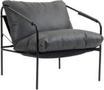 Homcom Fotoliu de Living din Piele PU și Cadru Metalic cu Perne Groase, 74, 5x75x77 cm, Gri Cărbune