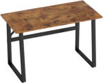 HomCom Ipari Stílusú Íróasztal Lekerekített Sarkokkal, Fa és Acél, 120x60x76 cm, Fekete és Rusztikus Barna