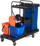 Homcom professzionális tisztítószeres kocsi, 2 vödörrel, fekete / kék / narancs