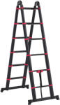 Homcom Alumínium és Nejlon Teleszkópos Létra 12 Fokkal, 379x67, 5x11 cm, Fekete Piros