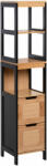 Kleankin Coloană de Baie cu 2 Sertare și 3 Compartimente Deschise din MDF și Bambus 30x30x144, 3 cm