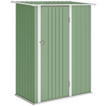 Outsunny Magazie pentru unelte din metal cu acoperiș înclinat și ușă cu încuietoare, 142x86x189 cm, verde deschis