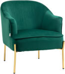 Homcom bársonyhatású fotel aranyszínű acéllábakkal, 62x69x75 cm, zöld