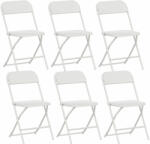 HomCom Set de 6 Scaune Pliabile cu Orificii de Drenaj din Plastic și Metal, 45x49x79, 5 cm, Alb