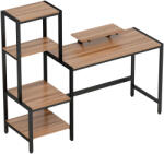 HomCom Birou pentru Computer cu Suport pentru Monitor și Raft pentru Imprimantă, 150x48x125 cm, Maro