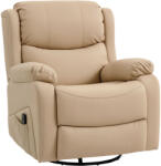 Homcom Fotoliu Relax Reclinabil cu 8 Puncte de Vibrație, Încălzire și Suport pentru Picioare, 87x97X100 cm, Bej