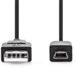 Nedis CCGL60300BK20 Cablu USB mini-B 5p (mini USB), USB 2.0 USB-A plug USB mini 5p plug, 480 Mbps. 2m (CCGL60300BK20)