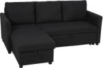 Homcom Canapea Extensibilă de Colț cu Aspect de In și Compartiment de Depozitare Ascuns, 192x148x86 cm, Gri Antracit