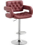 Homcom Scaun de Bar cu Spătar și Cotiere, Înălțime Reglabilă și Suport pentru Picioare, Piele Ecologică Roșu