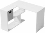 HomCom Modern Sarokíróasztal Polccal és Textil Fiókkal, 110x100x75 cm, Fehér