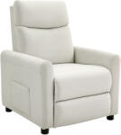 Homcom Fekvőfotel 135°-os Szögben, Lenhatású Anyagból, Hab, Acél és Fa, 73x86x100 cm, Krémszínű
