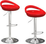 Homcom 2 db Forgatható Bárszék Lábtartóval és Állítható Magassággal, 46x41x76-96 cm, Piros