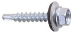 Rocast Surub Autoforant Cap Hex + Saiba Epdm 14mm, Otel, Zincat - 4.8 X 32 Ral 3009 (7504S483212S)