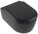Villeroy & Boch wc csésze lassú záródású ülőkével függesztett perem nélkül mély öblítéssel fekete matt, CeramicPlus 56 (5656CLR7)