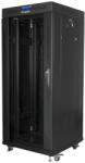 Lanberg free standing rack 19inch cabinet 27U 600x600 glass door LCD flat pack black Szabadonálló állvány (FF01-6627-12BL) - compzone