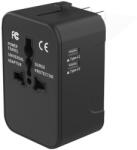 Techsuit Incarcator de retea Adaptor pentru Priza 2 x USB-C, EU, UK, AUS, US - (HHT202-2C) - Black (KF2331247) - pcone