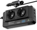 Techsuit Invertor pentru Masina USB, Type-C, 200W - PowerDriveX (IA2) - Black (KF2354088)