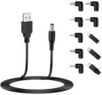 Techsuit Cablu + 10 adaptoare USB la DC ChargeNest AC21, negru (KF2354102)