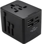 Techsuit Incarcator de retea Adaptor pentru Priza 3 x USB, Type-C, EU, UK, AUS, US - (HHT904) - Black (KF2331137) - pcone