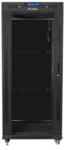 Lanberg 19" szabadon álló rack szekrény 27U/600X600 üvegajtó, lapraszerelt, LCD kijelző, fekete V2 (FF01-6627-12BL) - bbmarket