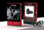Autolife Autós gyorstöltő + 3in1 gyorstöltő kábel - 2 portos MAX 100W-os autós gyorstöltő adapter - 12/24V - USB-A + USB-C (PD/QC) (13351) - autolife