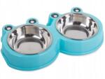 Przyjaciele Dupla tál kutyáknak és macskáknak, rozsdamentes acél, 2x300ml békakék, 19108_N (19108_N)