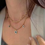 Ecarla sebészeti acél nyaklánc arany fekete 14k NST1512 (5903678538613)