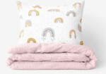 Goldea gyermek krepp ágyneműhuzat duo - festett szivárványok - púderrózsaszín hátoldal 150 x 200 és 50 x 60 cm