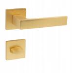 QRS Kwadro ajtókilincs, arany matt, szálcsiszolt Wc rozetta Slim Premium (KWADRO+ GOLD)