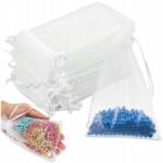  Organza Tasak 100 Db Fehér Ajándék Esküvői Ékszer 10x15 cm (007101)
