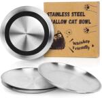 Nunbell Bajuszkímélő lapos macskatányér rozsdamentes acélból 17cm - 4db