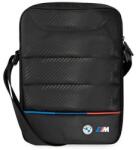 CG Mobile Bmw carbon tricolo stripes kézitáska álló, univerzális, eco bőr hatású, vállpánt, 10" méret, karbon minta, fekete (BMTB10COCARTCBK)