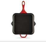 Hosse zománcozott öntöttvas grill serpenyő 28cmx28cm, bordó (HOS-KIEG-007) (HOS-KIEG-007)