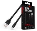 Maxlife USB - Lightning adat- és töltőkábel 1 m-es szövet vezetékkel - Maxlife MXUC-01 8-PIN USB Cable - 5V/2A - fekete (TF-0169) (TF-0169)