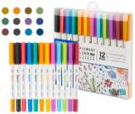 Deli Liner cu 2 capete, 0, 5mm / 1mm, 12 culori/set, Deli Inspira (DLEU302)