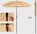 SONGMICS 1, 6 m Napernyő UPF50+ UV-védelemmel Taupe (EUZ-GPU60BR) - platinashop