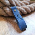 Luniko Gravírozott bőr kulcstartó kék handmade (202162)