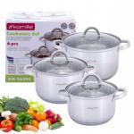 kamille Acél Indukciós Edények 3 Db-os Edénykészlet Kamille fedéllel (KM5629S)