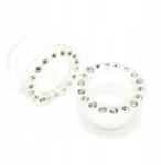  Akril csavarmenetes alagút dugó, cirkónia kővel, átlátszó, 6mm (TP128-CLEAR6mm)