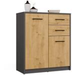  SIMPLO 2D2S Komód 2 Fiók 2 Ajtó Nappaliba ANTRACIT TÖLGY ARTISAN