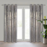 Takoy Draperie RENIA din catifea decorată cu imprimeu patinat lucios, inele aurii 140 x 250 cm