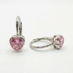 Ezüst gyermek fülbevaló patentzáras button szívecske ródiumbevonatos