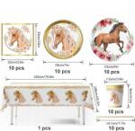 CE Eldobható party étkészlet 10 fő részére ló motívummal 61. El