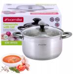 kamille Hagyományos Acél Fazék Nagy Fedővel 4, 5 L Indukciós Gáz Kamille (km4923)