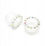  Alagút Plug Akril Csavarozott Cirkónia Opálos 10mm (TP128-AB10mm)