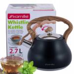 Kamille Hagyományos Acél Vízforraló Gázsíppal Indukciós Kamille (KM-1092 KAMILLE CZAJNIK STALOWY 2,7 L)